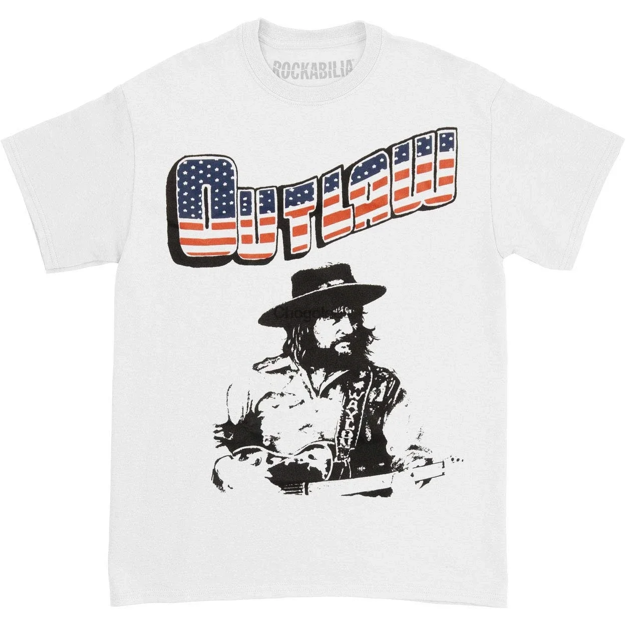 Белая мужская футболка Waylon Jennings Outlaw
