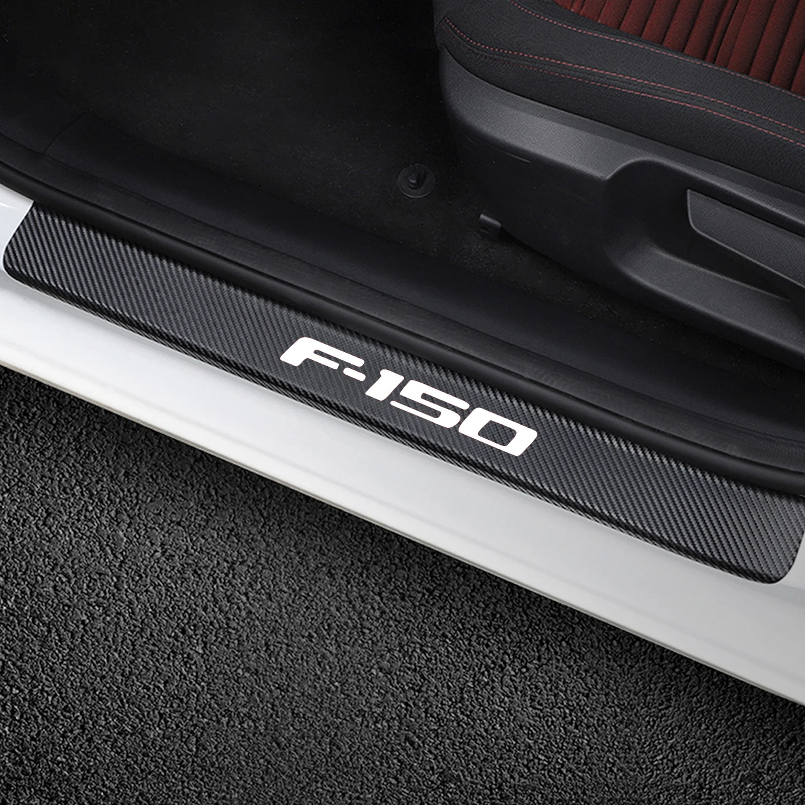 

Carbon Fiber Pu leather Car Door Sill Protector Decal Stickers For Ford F150 F-150 Car Accessories