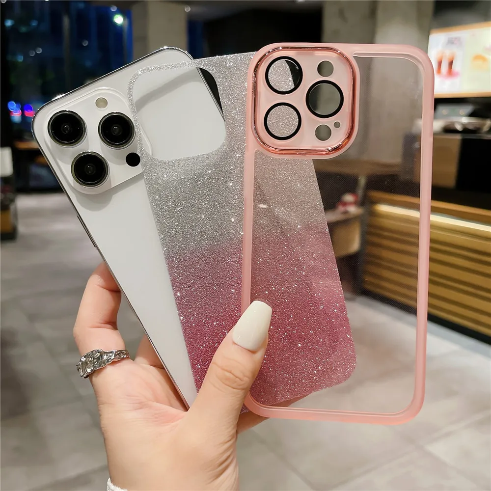 Bling Glitter Phone Case For OPPO A16 A17 A16S A5 A9 A53 2020 A53S A54S Reno 11 12 Pro 11F 12F Camera Protection Silicone Cover