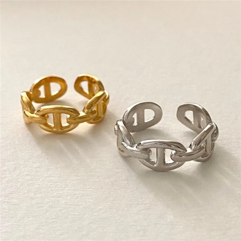 

Lispector 925 Sterling Silver Korean Hollow Geometric Rings for Women Minimalist Chic Open Ring Party Unisex Jewelry Couple Gift