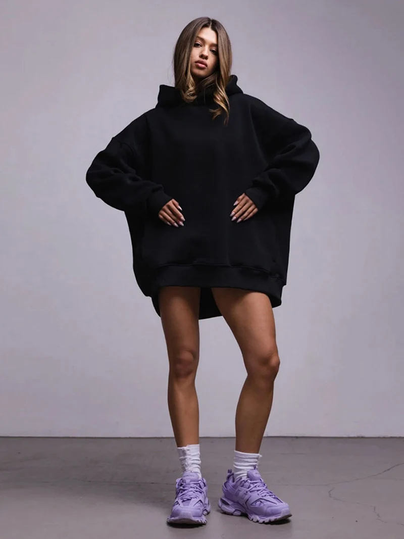 DGLUKE зимние плотные флисовые толстовки свободные повседневные унисекс с длинным