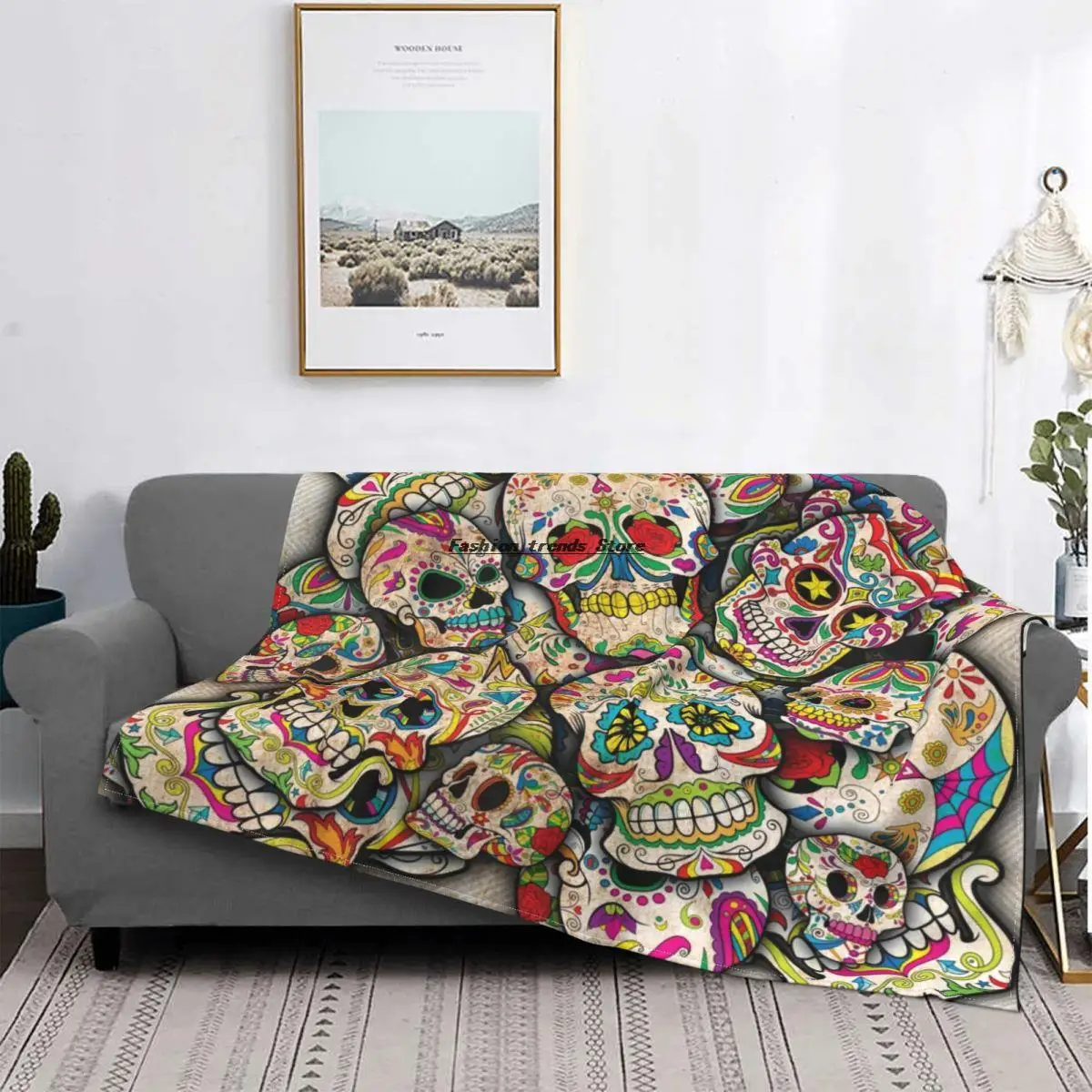 

Sugar Skull Collage Blanket Coral Fleece Plush Printed Horror Scary Super Warm Throw Blankets for Bedding Couch Bedspread