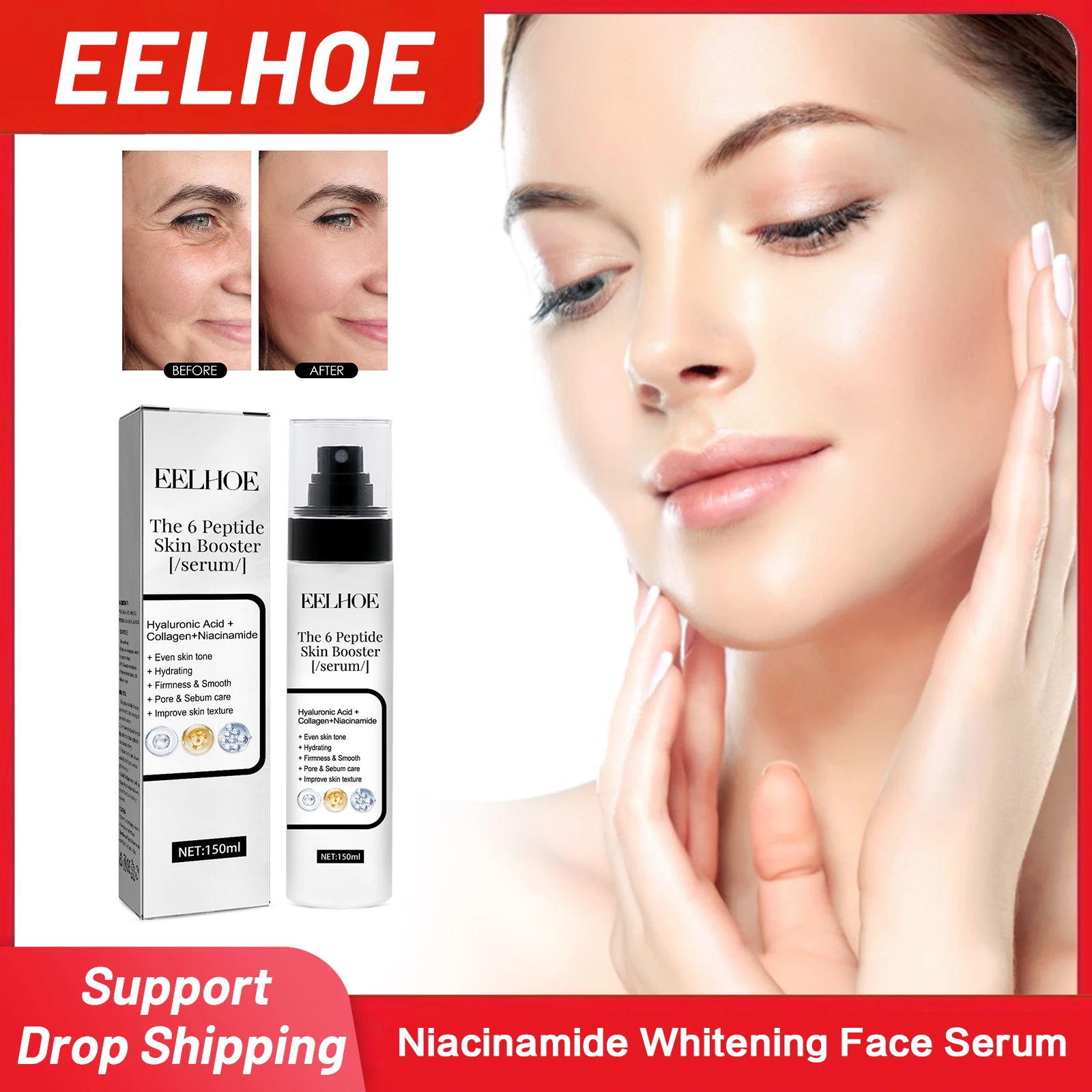 

Niacinamide Whitening Face Serum Lifting Firming Against Aging Improve Fine Lines Deep Moisturizing Anti Wrinkle Essence 150ml