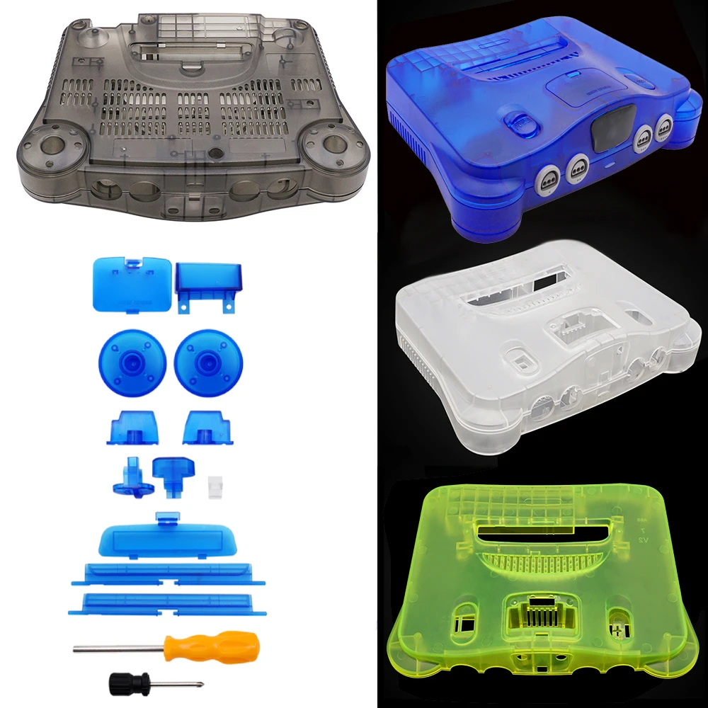 

Replacement Plastic Shell Translucent Case Compatible Nintendo N64 Retro Video Game Console Transparent Box