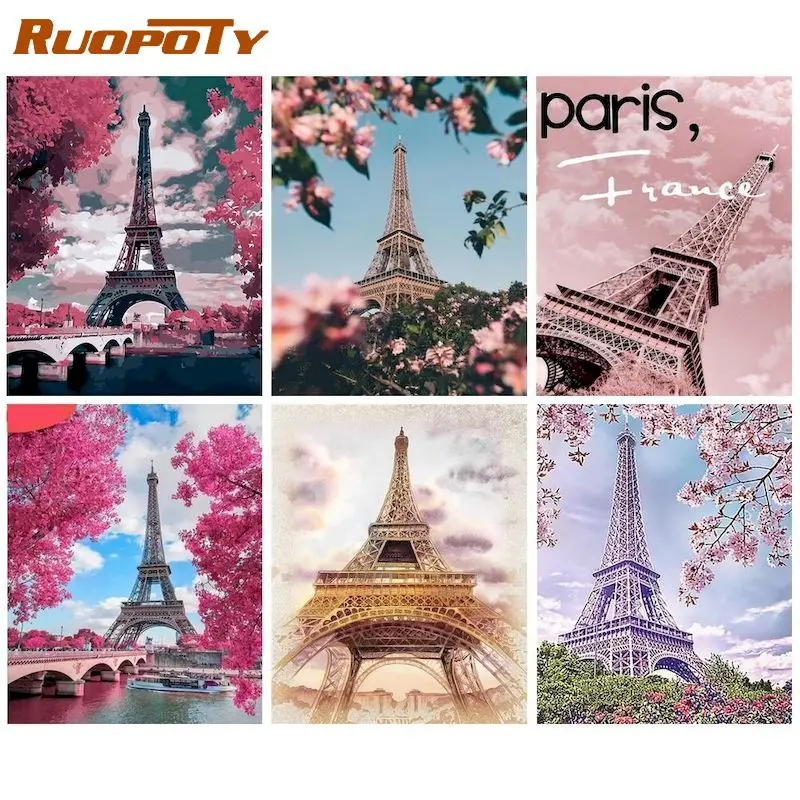 

RUOPOTY 60x75cm Frameless Painting By Numbers Landscape Hand Painted Drawing On Canvas Acrylic Pictures Home Decoration Gift