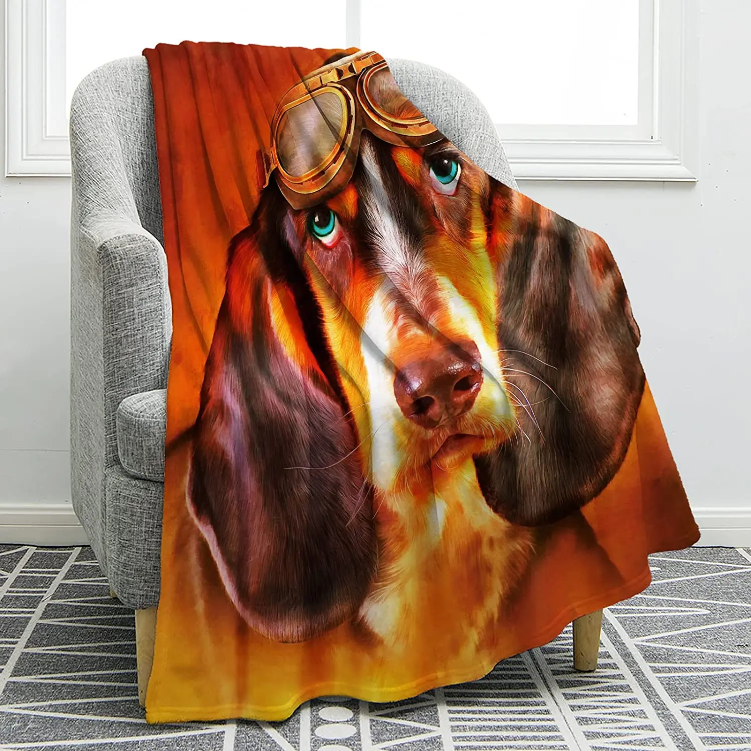 

Cute Dog Blanket Smooth Soft Print Throw Blanket Kid Baby for Sofa Chair Bed Office Travelling Camping 50"x60"