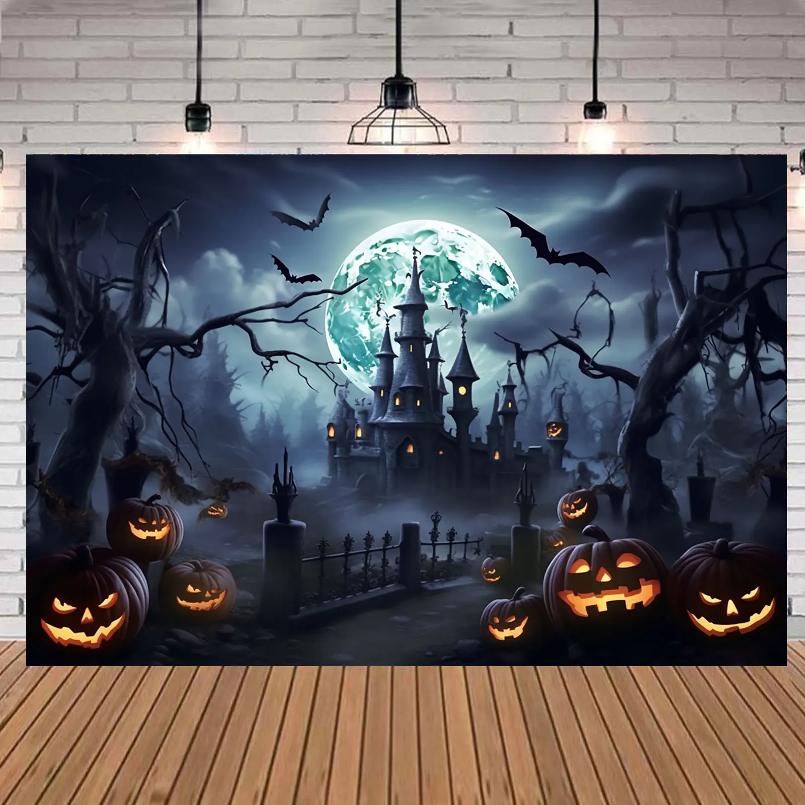 5 × 3 фута Счастливый Хэллоуин фон Тыква замок полная луна летучая мышь Декор