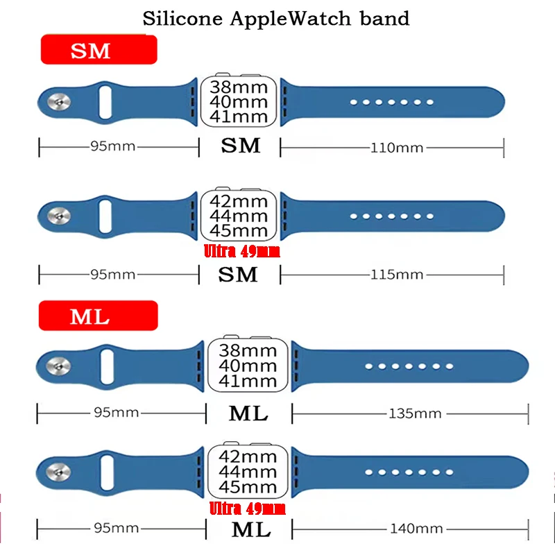 Silicone Strap For Apple Watch Band 42mm 45mm 38mm 44mm 40mm Smartwatch Rubber Sports Watchband Bracelet iWatch Series 8 7 6se53