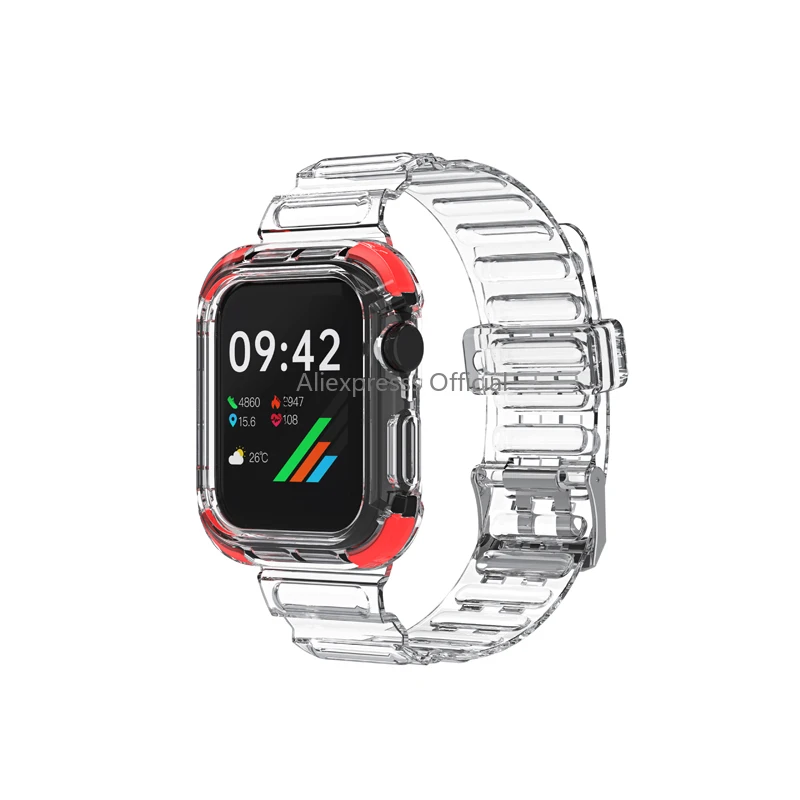 Фото Аксессуары мягкий силиконовый прозрачный браслет чехол ремешок для Apple Watch Band 6 5 4 40 мм 44 мм 3 2 1 38 мм 42 мм №4