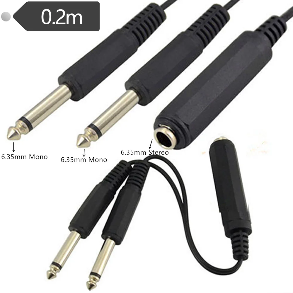 

6.35SP F-2*6.35MONO M Audio cable TRS Three-core Female turn Double three-core 6.35 plug