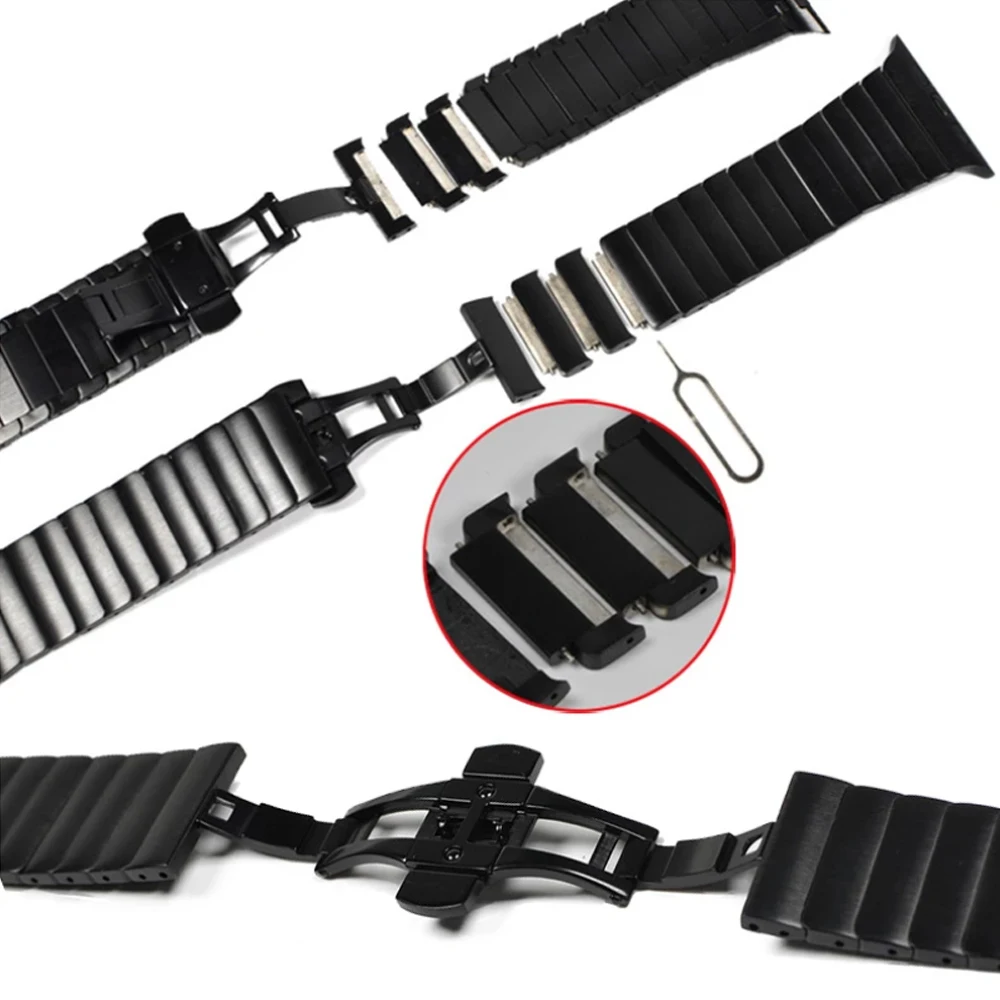 Butterfly Link Bracelet for Apple Watch band 44mm 40mm 45mm 41mm 42mm/38mm Stainless Steel Strap iWatch serie 7 SE 6 5 4 3Correa