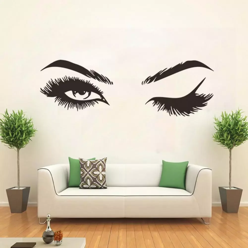 

Eyelashes Wall Sticker Useful Self-adhesive Mural Artistic Realistic Wallpaper for Living Room