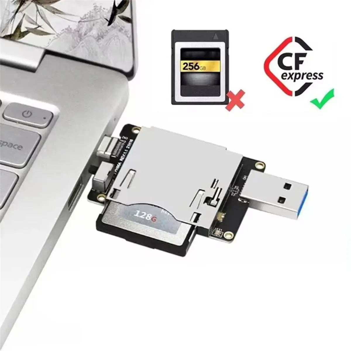 Мега-распродажа 618: Кардридер CFexpress USB 3.0 Type AUSB 3.1 Type C 10 Гбитс, адаптер-райзер для карт памяти CF Express Type (art.: 3920db70e4616) - 3920db70e4616