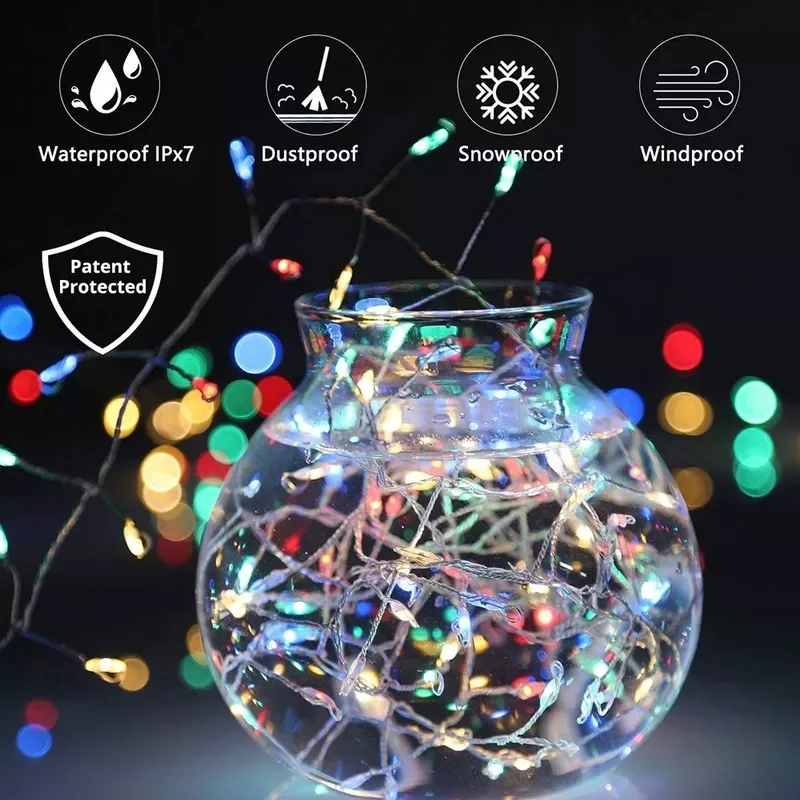 

Cluster String Lights 5M 200LED Branch Tree Outdoor Silver Wire Fairy Lights for Cafe Bar Wedding Party Xmas Home Decorations