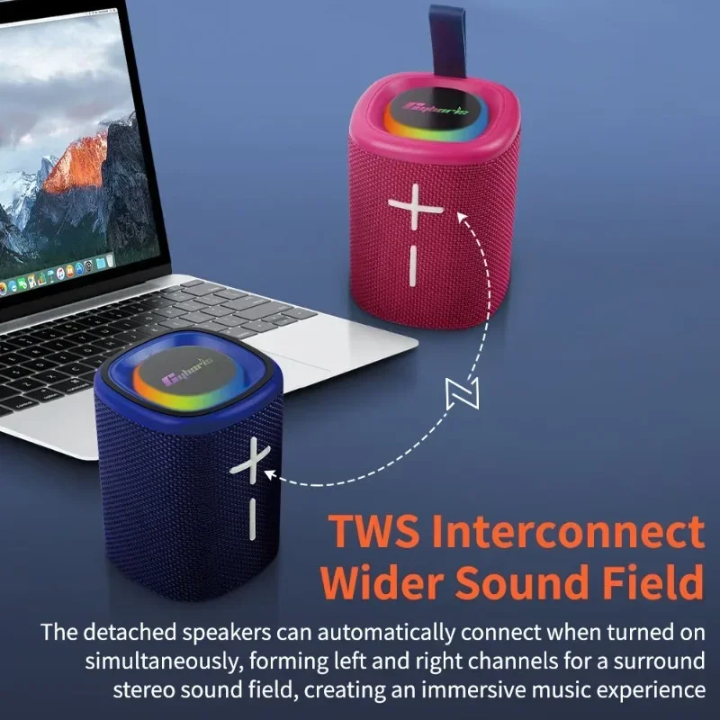 Фото Портативная беспроводная Bluetooth-колонка Cyboris 20W Split Design 2-в-1 со стереозвуком, водонепроницаемостью IPX6, RGB-подсветкой и TWS HIFI-звуком №4