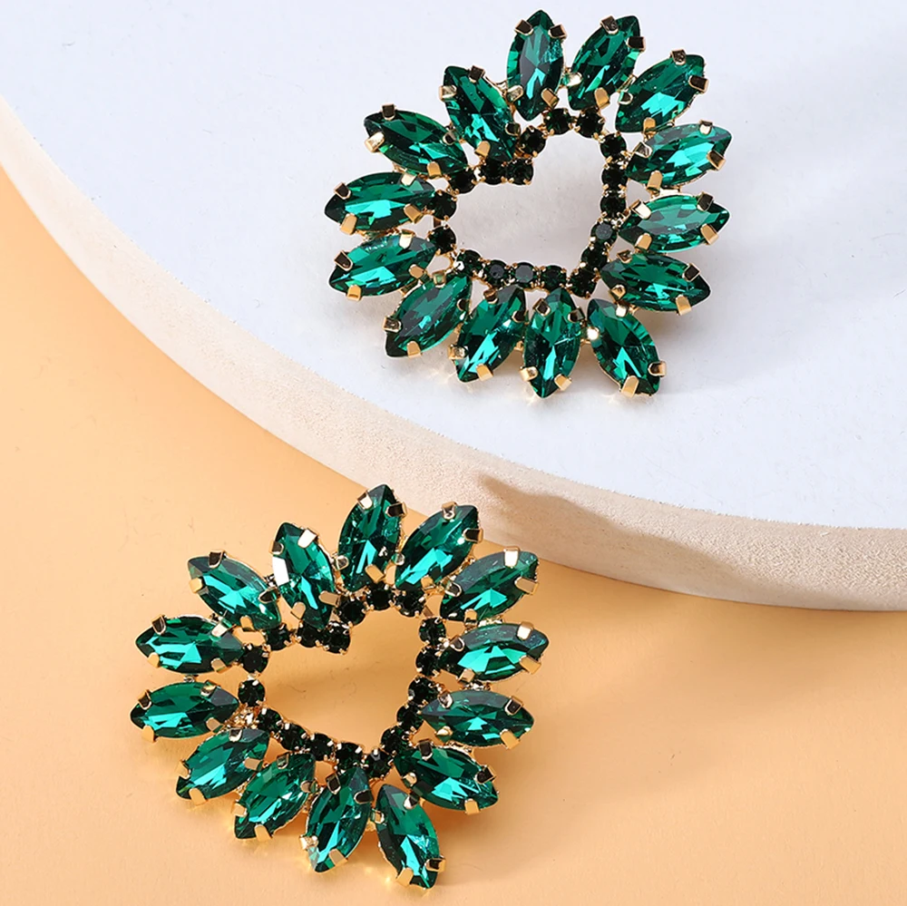 

New Fashion Heart-shaped Full Geometry Crystal Glass Big Earrings Women's Luxury Quality Retro Charm Holiday Jewelry Accessories
