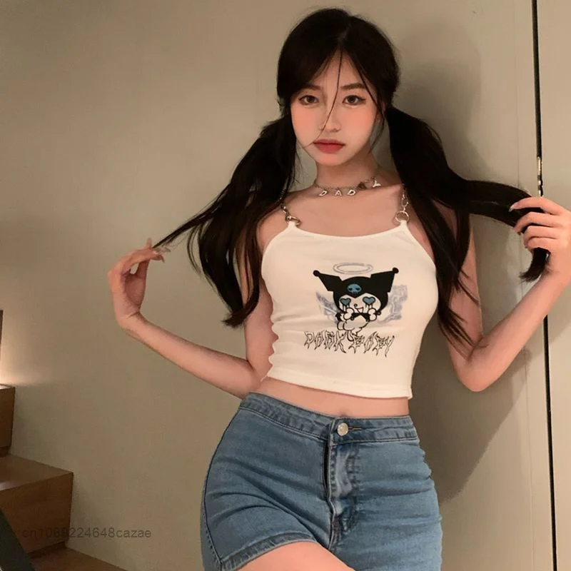 Милая металлическая цепочка на бретельках Sanrio Kuromi модный жилет в американском