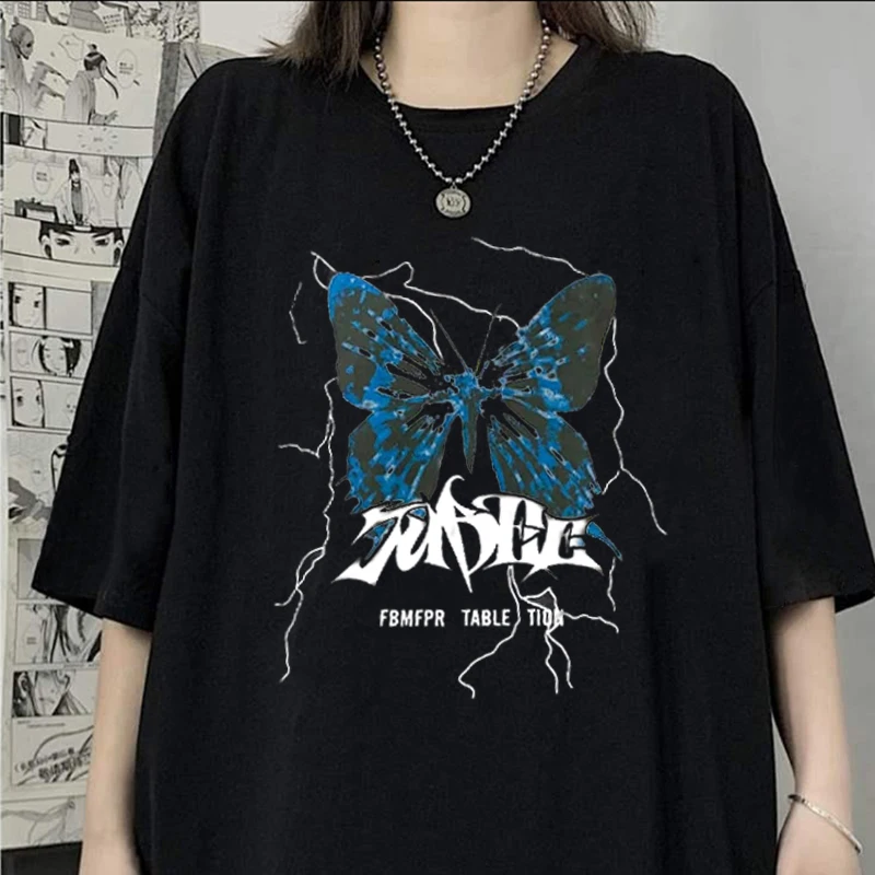 

Women T Shirt Streetwear Harajuku Oversized T-shirtFemale Butterfly Short Sleeve Tshirt Hip Hop Loose Unisex Clothes Top Y2k