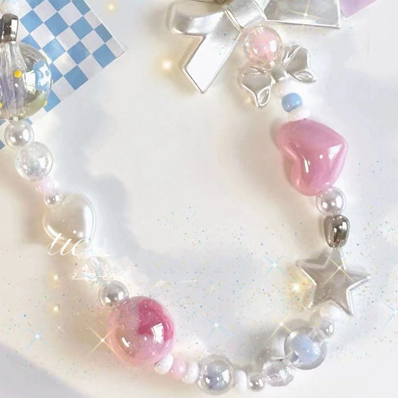 Красочный Браслет С Бантом И Бусинами В Форме Сердца Цветок Бабочка Цепочка Для