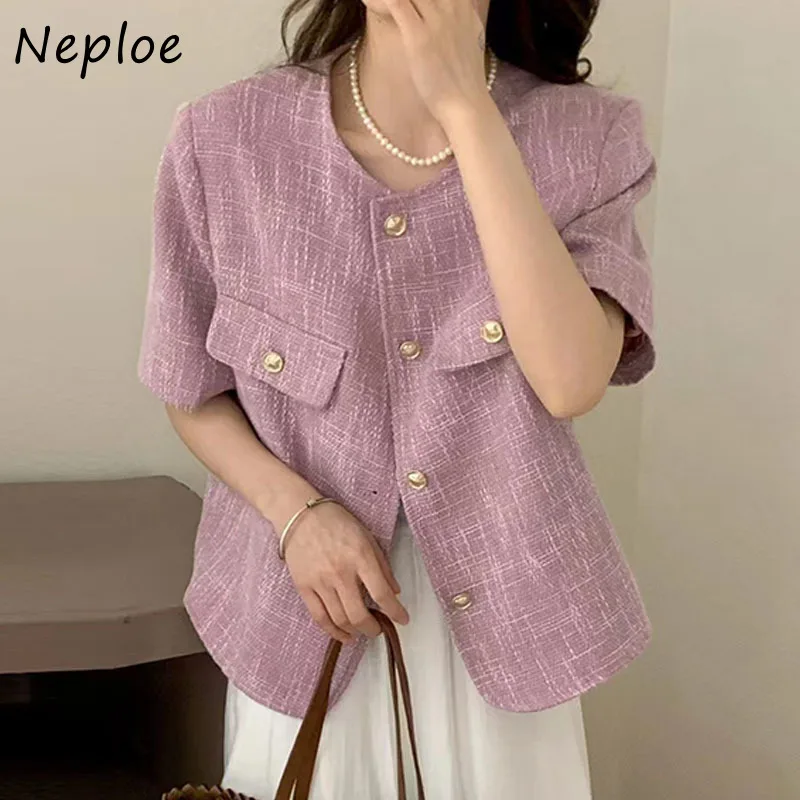 Летняя куртка Neploe в Корейском стиле шикарный пиджак ретро с круглым вырезом