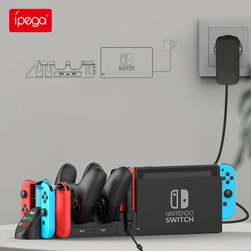 

Ipega PG-9187 Nintendo Switch Control Charger for Nintend OLED Joy Con Joycon Console Charging Dock Controller Stand Gamepad