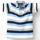 Мужская рубашка-поло в полоску, с коротким рукавом, большого размера