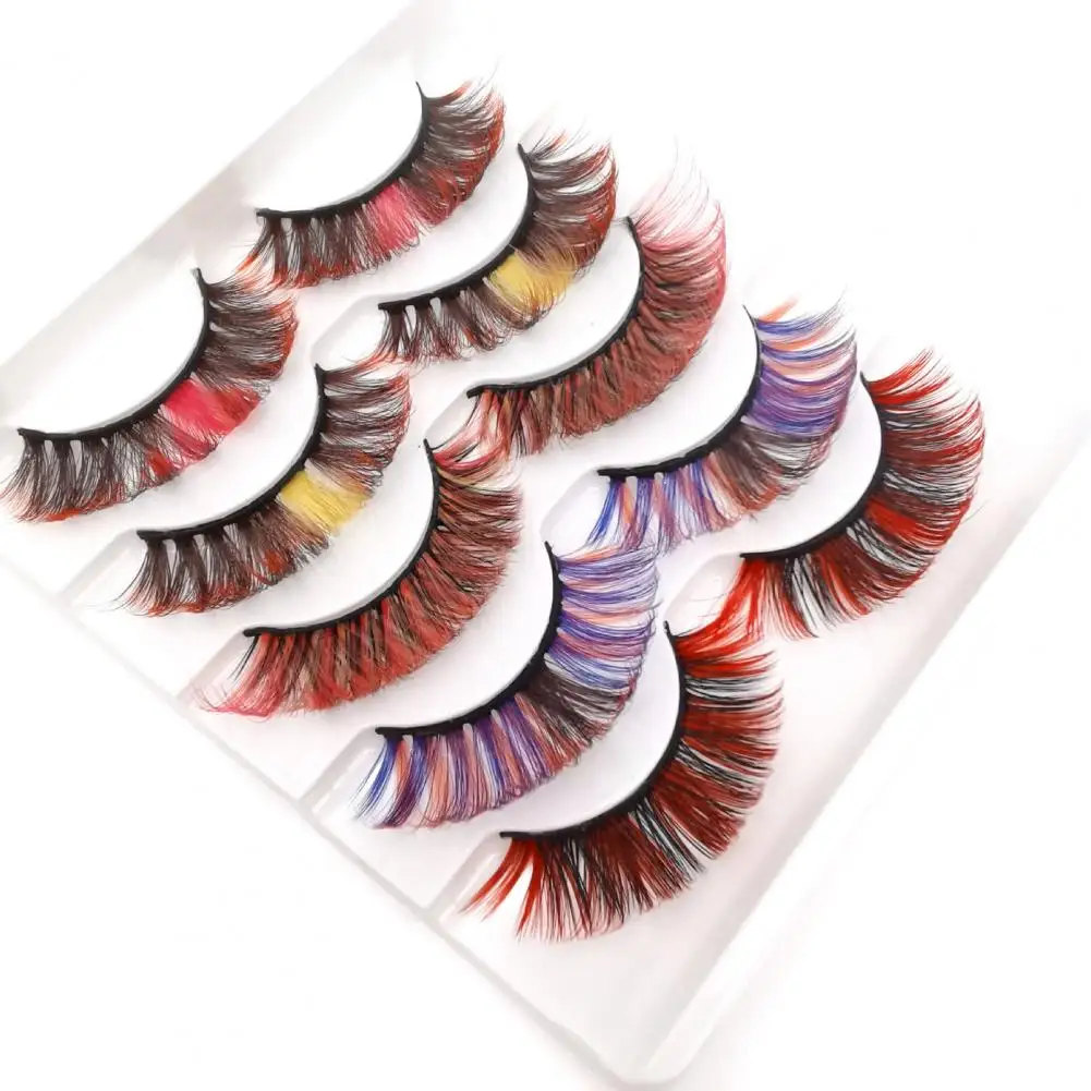 

5 Pairs/Box False Eyelashes Soft Comfortable to Wear Imitation Mink Dense Exaggerated Beauty False Eye Lashes for Stage