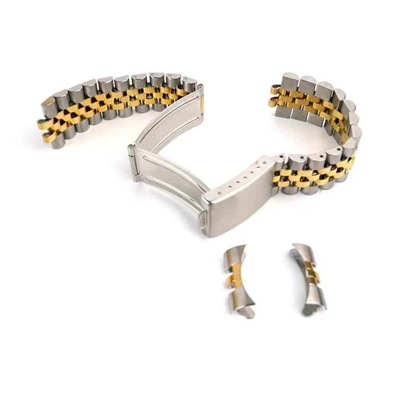 13mm 17mm 18mm 19mm 20mm Silver Gold 316L Stainless Steel Jubilee Curved End Watch Bracelet Strap Band Fit For ROX SKX Watch