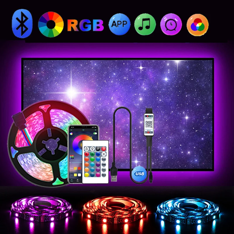 USB светодиодная ленсветильник 24 клавиши Bluetooth RGB свет s гибкая подсветка