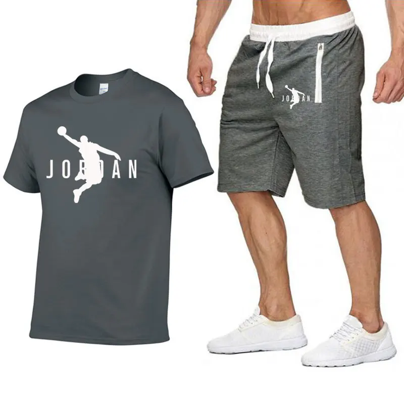 

Мужской комплект из футболки и шортов, спортивный комплект из дышащей футболки с коротким рукавом и принтом для отдыха, лето 2023