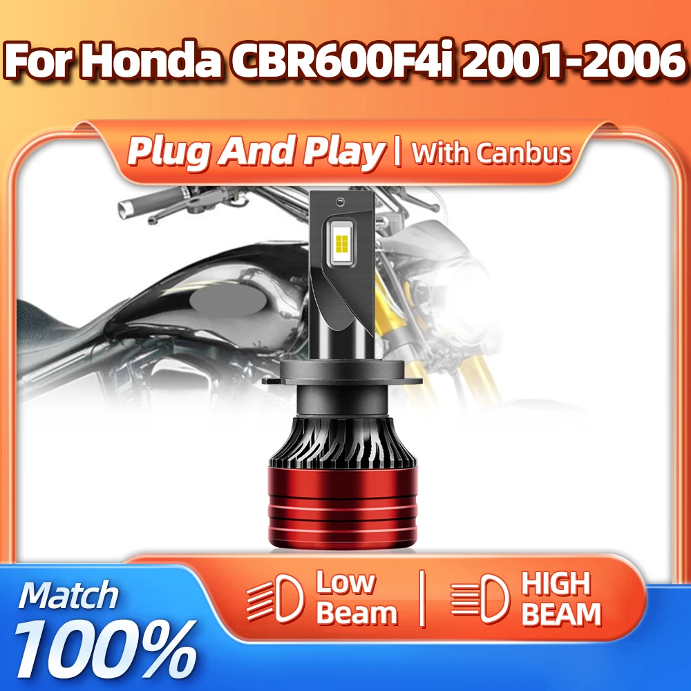 

1Pcs Motorcycle LED Headlight 60W 20000LM Motorbike Lights 12V 6000K White For Honda CBR600F4i 2001 2002 2003 2004 2005 2006