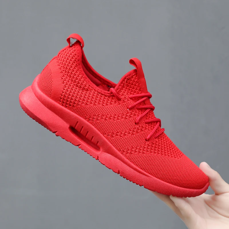 

WSNG Summer Men's Running Shoes Mesh Big Red Sneakers Breathable Fly Woven Soft Sole Lightweight Casual Men's Shoes Youth Mesh45