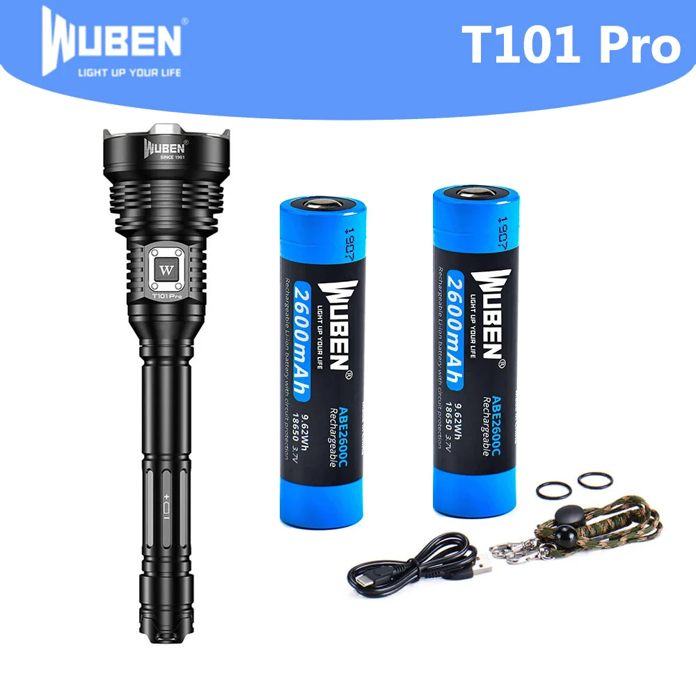WUBEN T101 PRO Hunting Flashlight  USB Charging Searchlight XHP70 Max 3500 Lumens Flashlight Kit Tactical Torch