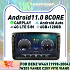 Carplay DSP Android 9. 0 8G + 11,0 ГБ автомобильный радиоприемник, мультимедийный плеер 4G LTE, Wi-Fi, GPS-навигация для Benz W209 W163 W203 W168 Viano Vito