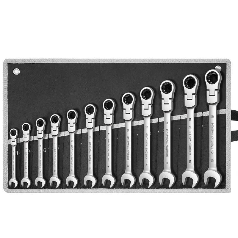 

Set of Keys Flexible Combination Spanner Set Metric Professional Chrome Vanadium Steel Ratchet Wrenches Car Repair Tool Set