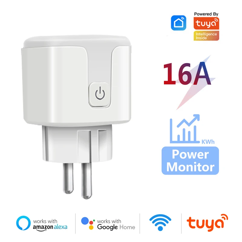 

Смарт-розетка Tuya с Wi-Fi, 16 А, с монитором питания