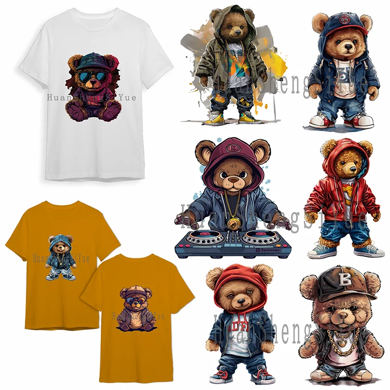 Стикер для глажки одежды с цветным медведем модная футболка DTF толстовка