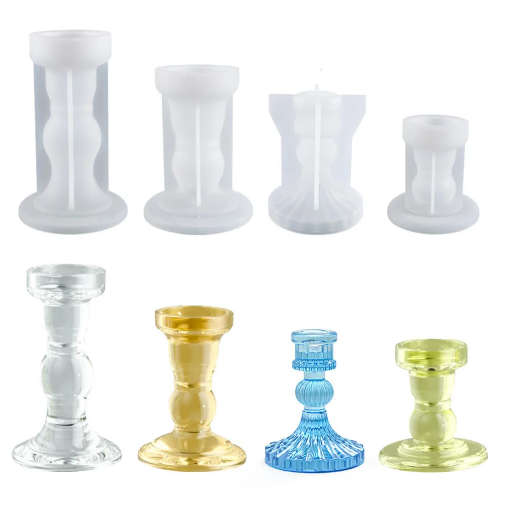 

3D Striped Pillar Candlestick Crystal Epoxy Resin Mould Roman Column Silicone Mold DIY Candle Making Soap Mold Craft Home Decor