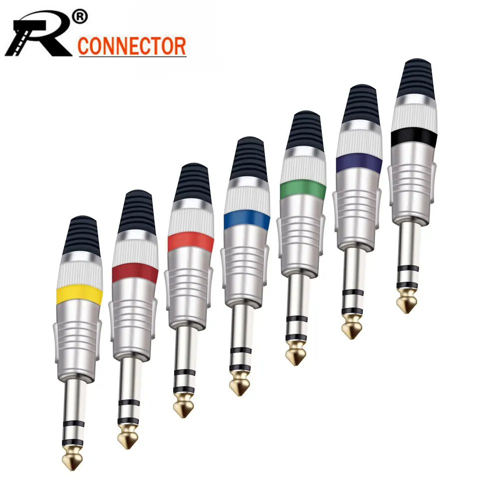 

10pcs/lot 3 Poles Stereo 6.35mm Male Plug Soldering Wire Connector Nickel+Gold Plated Guitar Microphone Plug 1/4 Inch Connector