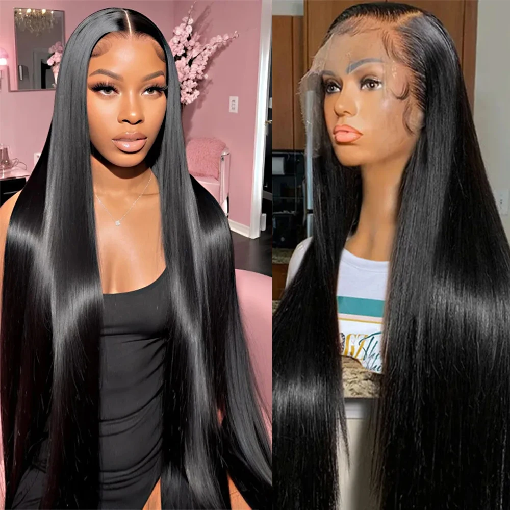 40 44 Inches Straight Lace Front Wig 13x4 Full Lace Frontal Human Hair Wigs for Women 360 Transparent Lace Wigs PrePlucked Remy