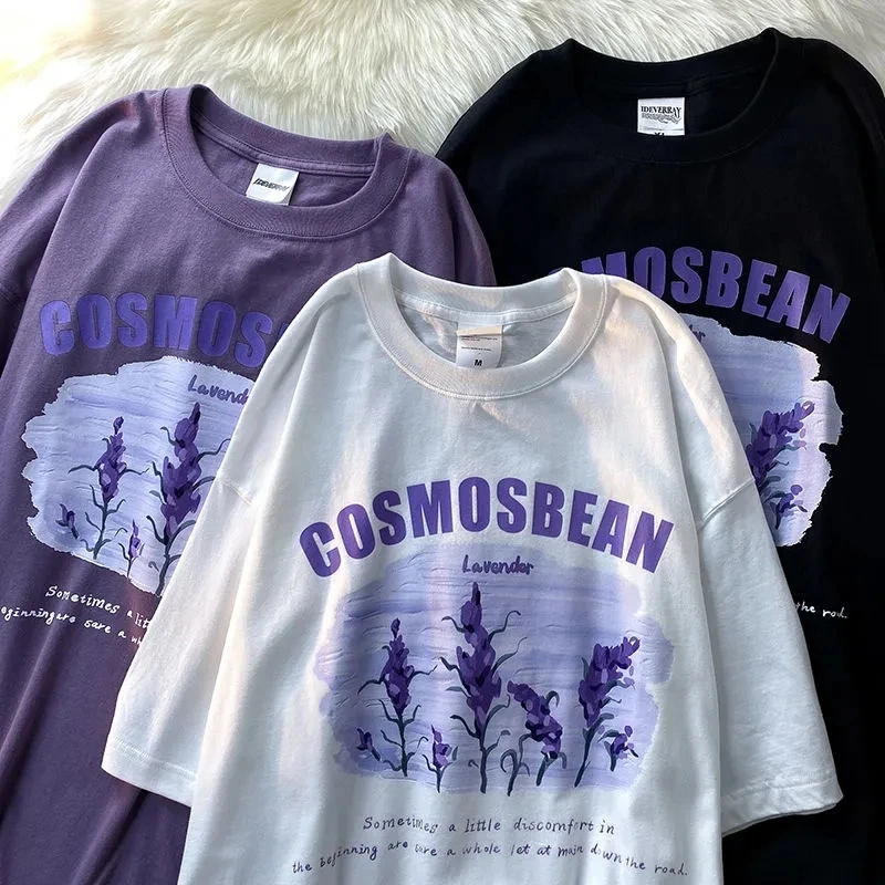 

2022 Summer Women T-shirts Letter Print Harajuku y2k Unisex Loose All-match Short Sleeved T Shirt Female Tops Streetwear Trendy