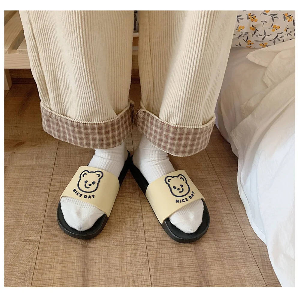 2023 Summer Women Slippers Bath Thick Platform Non-Slip Home Bear Cartoon Flip Flops Beach Sandals Ladies Slides Indoor Outdoor