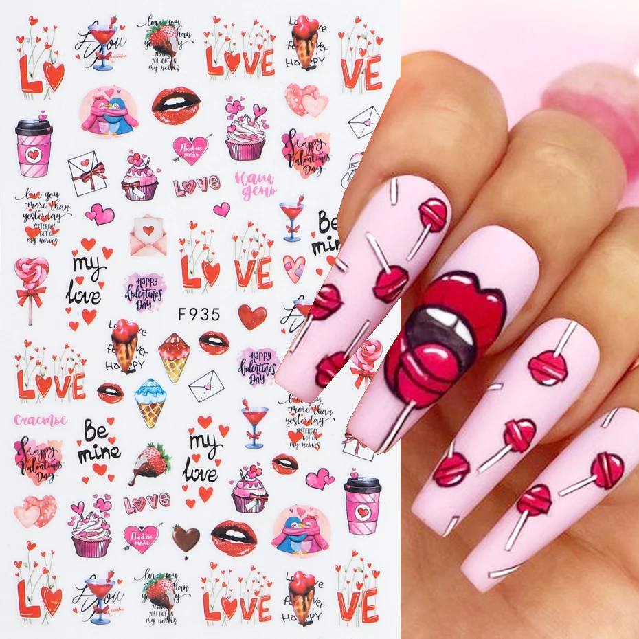 3D Nail Art Sticker Sexy Lips Tongue Makeup Girls Sliders Slider Self-adhesive Decoration Accessories Manicure Wraps Tattoo