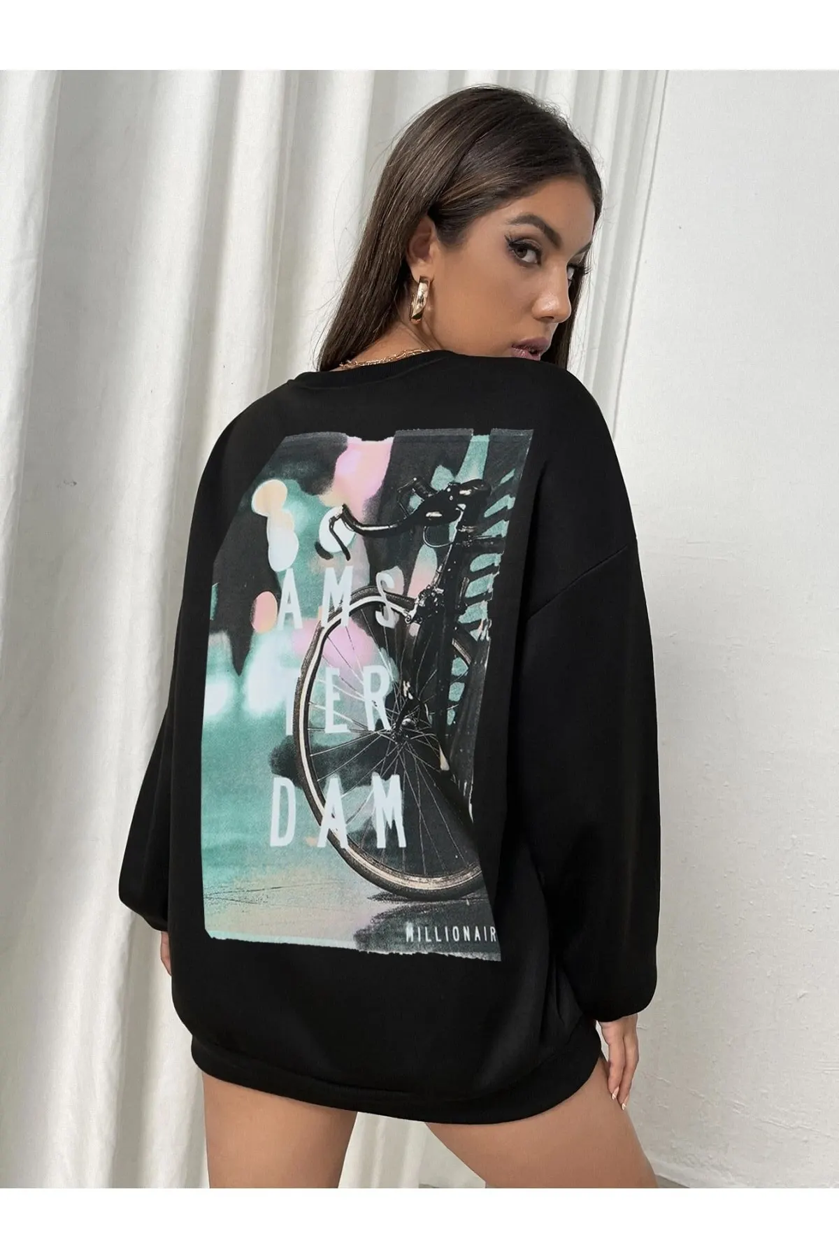 

Женская толстовка, черные толстовки оверсайз с принтом Амстердам, модные всесезонные новые дизайнерские пуловеры, флисовые толстовки