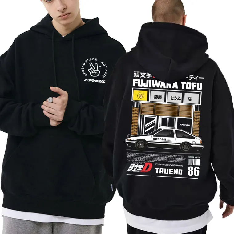 

Anime Drift AE86 Initial D Print Hoodie Men Women Fashion Casual Loose Sweatshirts R34 Skyline GTR JDM Manga Oversized Hoodies