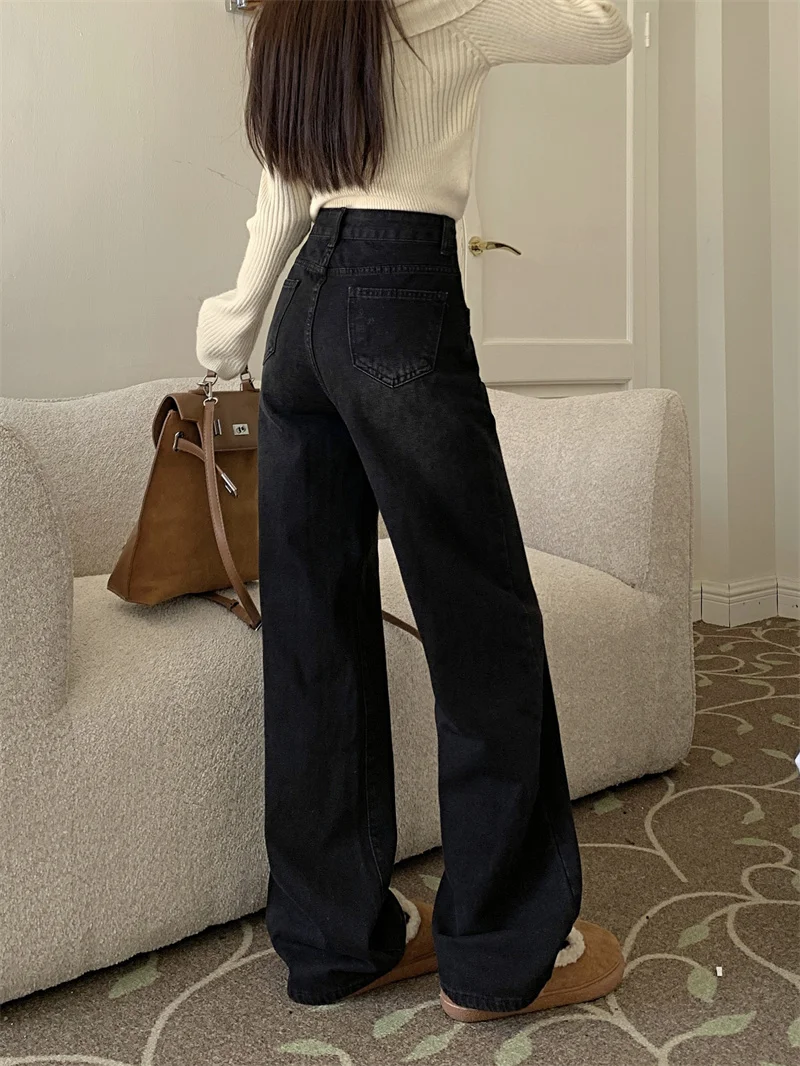 Уличная одежда WCFCX STUDIO широкие джинсы с высокой талией мешковатые синие