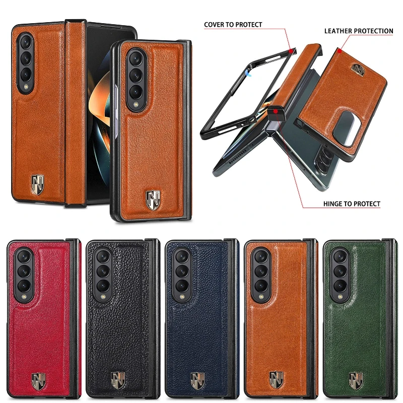 

Luxury Genuine Leather Back Cover For Samsung Galaxy Z Fold 4/3 360° Full Protection Shockproof Anti-Drop Personality Phone Case