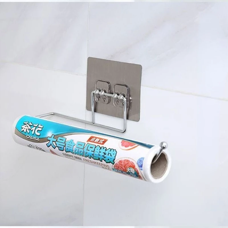 

Self-Adhesive Roll Paper Holder for Kitchen Bathroom Toilet Stainless Steel Paper Towel Rack Stand Hanging Rack Home Organizer
