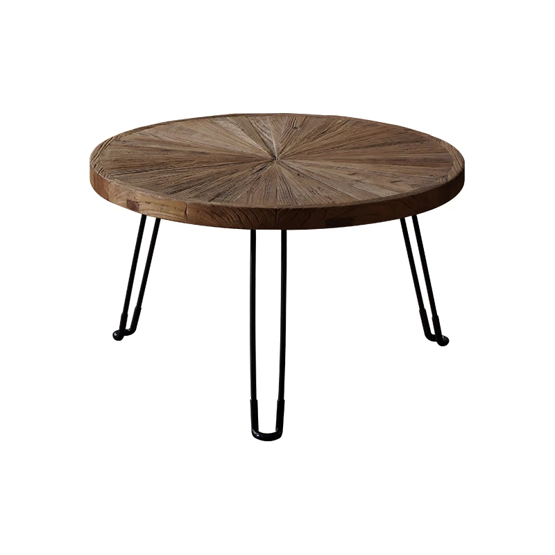 

XK Nordic Solid Wood Round Table Home Small Apartment Modern Minimalist Tea Table Old Elm Tatami