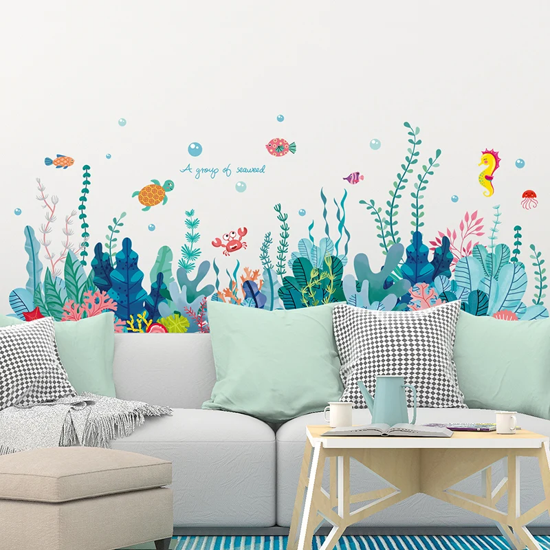 

[SHIJUEHEZI] Seaweed Wall Stickers DIY Fish Water Plants Wall Decals for Kids Room Baby Bedroom Bathroom Nursery Home Decoration